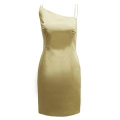 Agnona Camel Cotton One Shoulder Cocktail Dress