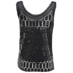 Lela Rose Sequin Sheer Sleeveless Blouse