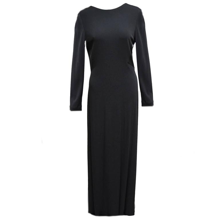 Melinda Eng Black Long Sleeve Maxi Gown For Sale at 1stDibs