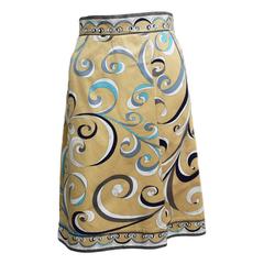 Emilio Pucci Printed Cotton Alined Panel Skirt 