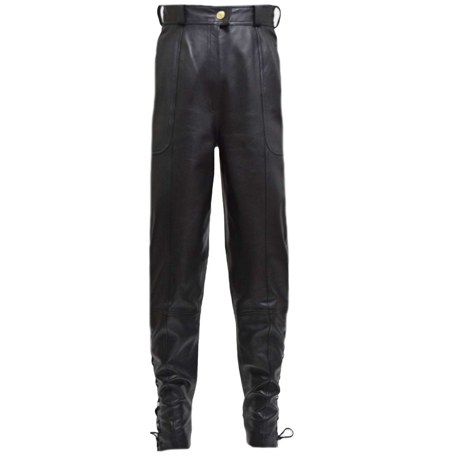 Chanel Paneled Leather Pants    For Sale