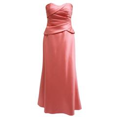 Liancarlo Couture Coral Satin Sweetheart Evening Gown 