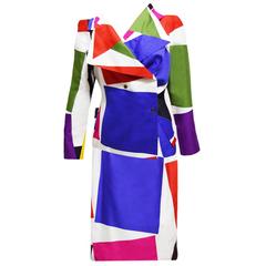 Vivienne Westwood Vintage Multicolored Geometric Print  Two Piece Skirt Ensemble