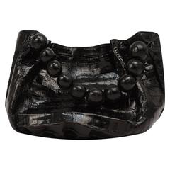 Used Nancy Gonzalez Black Croc Convertible Shoulder Bag  