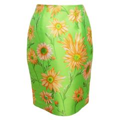 Dolce and Gabbana Silk Floral Print Mini Pencil Skirt