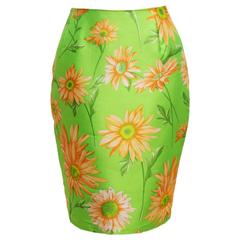 Dolce and Gabbana Silk Floral Print Mini Pencil Skirt
