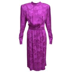 La Mendola Vintage Barney Purple Silk Maxi Belted Dress