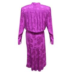 La Mendola Vintage Barney Purple Silk Maxi Belted Dress