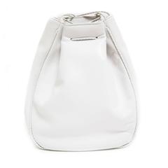 Desmo White Leather Drawstring Handbag