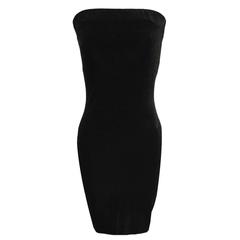 Donna Karan Black Velvet Bodycon Strapless Cocktail Dress with Inner Bodsuit