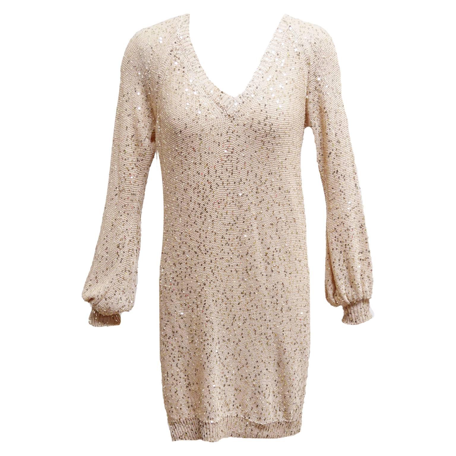  Stella McCartney Blush Sweater Dress with Sequin Embellishments For Sale