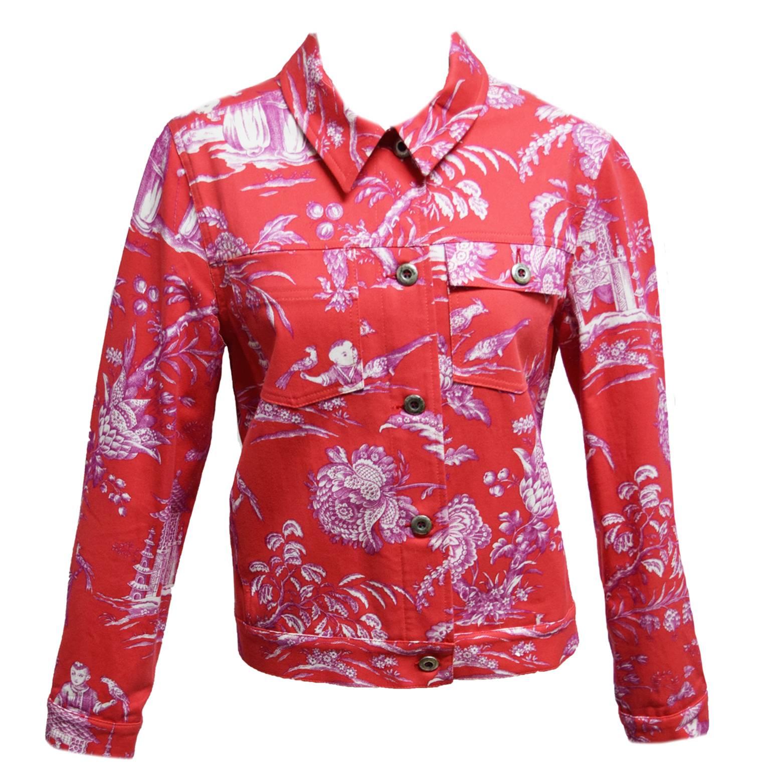Manuel Canovas Coral Eastern Printed Jacket and Matching Handbag For Sale