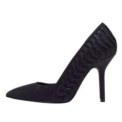 Haider Ackermann Matte Black Leather Pumps with Leather Side Ribbing