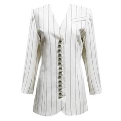 Cibi Black and Ivory Pinstriped Skirt Suit