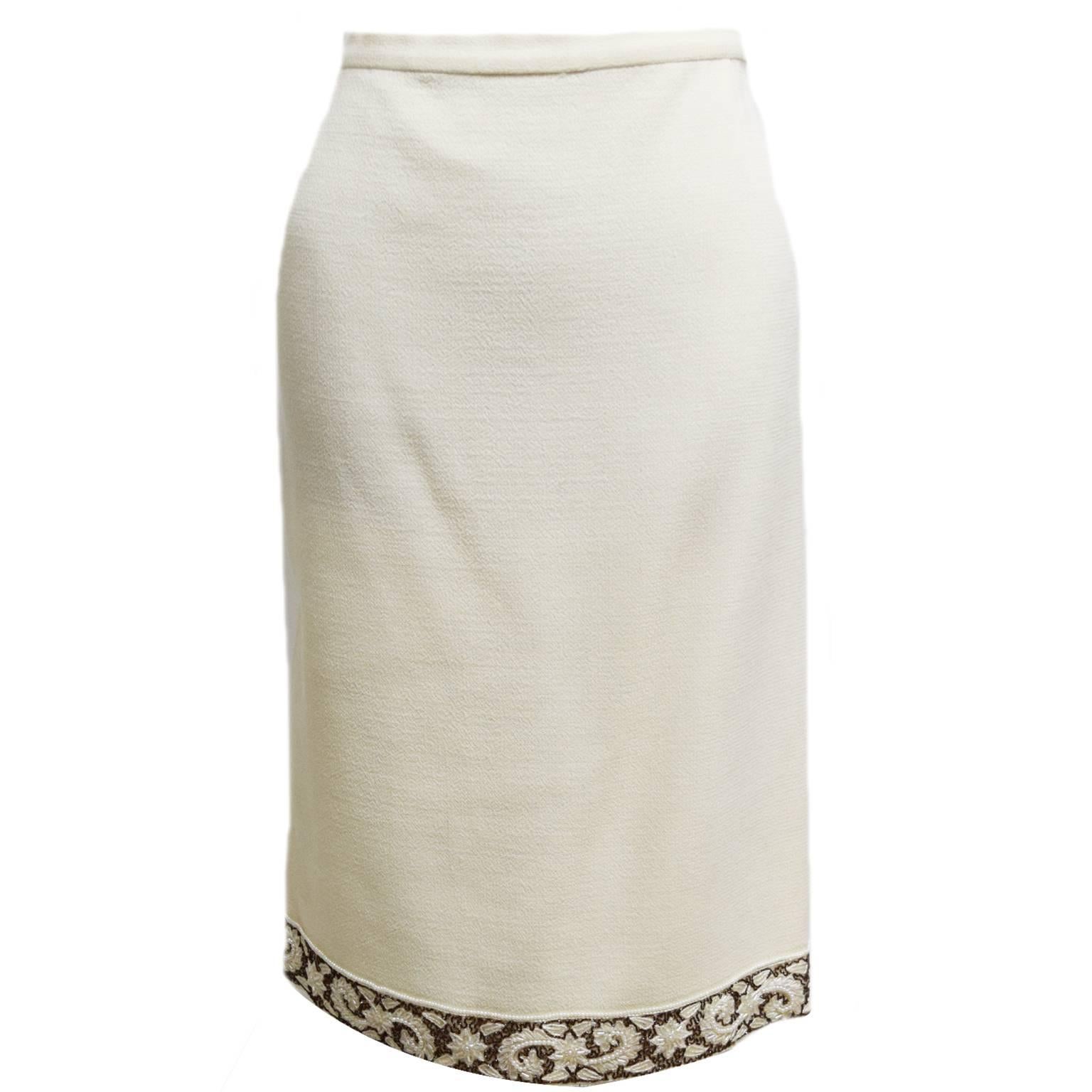 Aurora Ruffolo and Christian Ruperto Ivory Wool Two Piece Ensemble In Excellent Condition For Sale In Henrico, VA