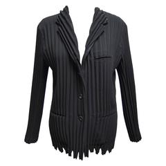 Issey Miyake Pleated Black Polyester Jacket 
