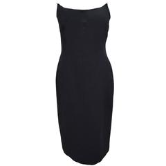 Charles Chang-Lima Wool Black Strapless Cocktail Dress with Freshwater Pearls