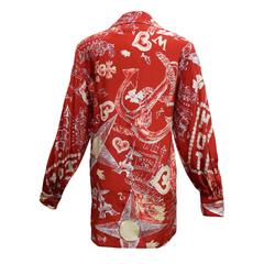 Christian Lacroix Nautical Printed Silk Jacket with Gold Buttons