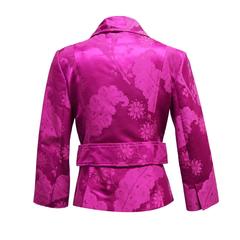 Dolce & Gabbana Damask Silk Floral Printed Jacket with Three-quarter Sleeves