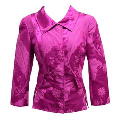 Dolce & Gabbana Damask Silk Floral Printed Jacket with Three-quarter Sleeves 