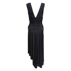 Escada Black Deep V Ruche Cocktail Flared Dress