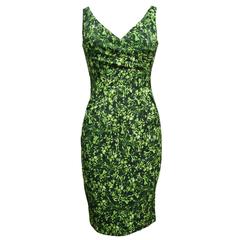 Michael Kors Foliage Print Sheath Dress with V-neckline 