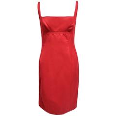 Narciso Rodriguez Red Cotton Sheath Dress 