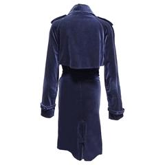 Lanvin Navy Velvet Double Breasted Trench Jacket