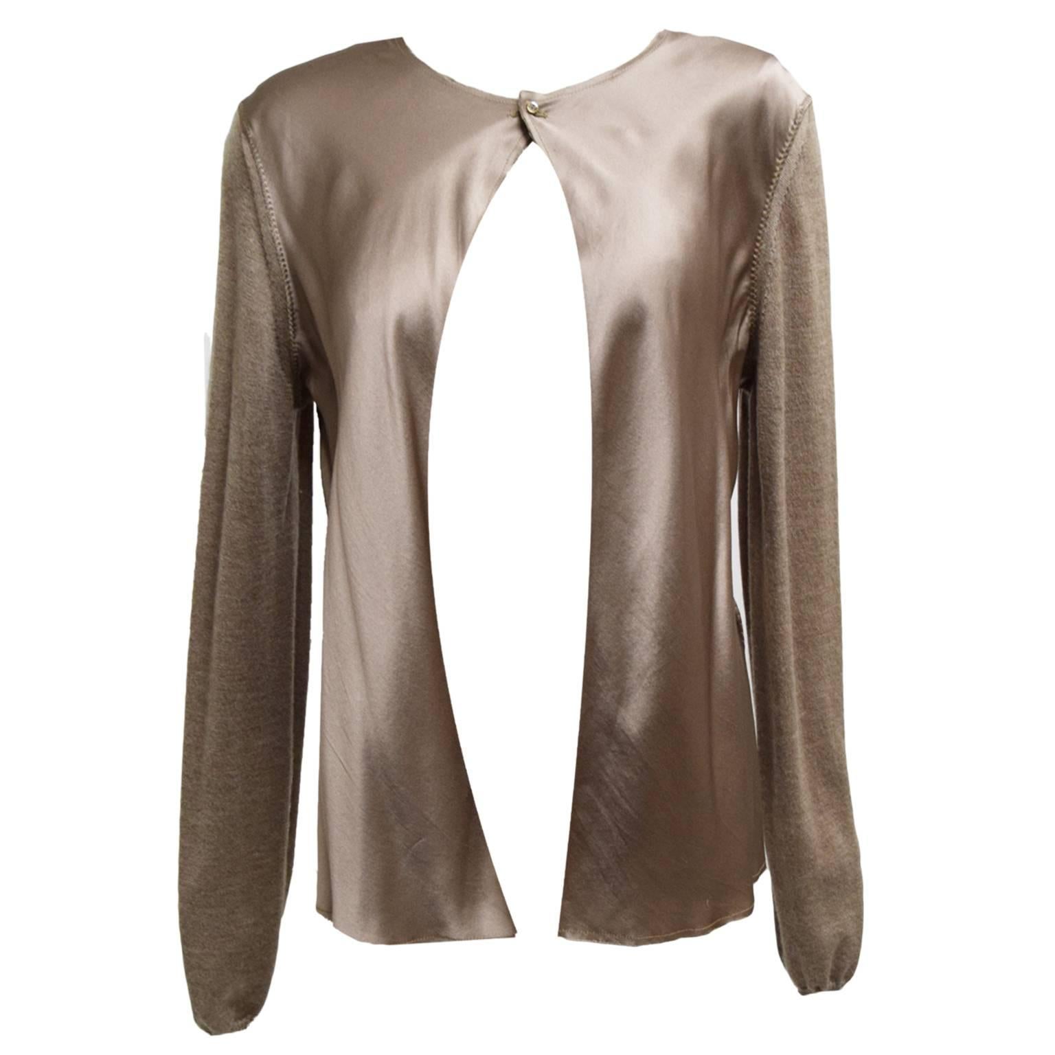 Lanvin Cappuccino Silk and Cashmere Pull Over Sweater and Detachable Vest  For Sale