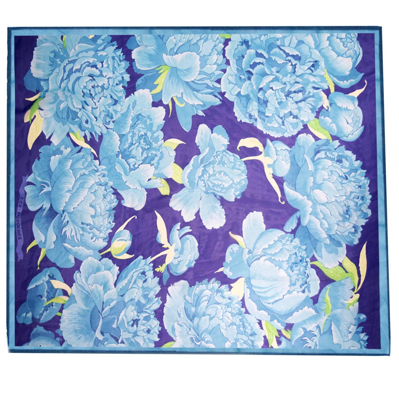 Hermes Silk Chiffon Floral Scarf For Sale