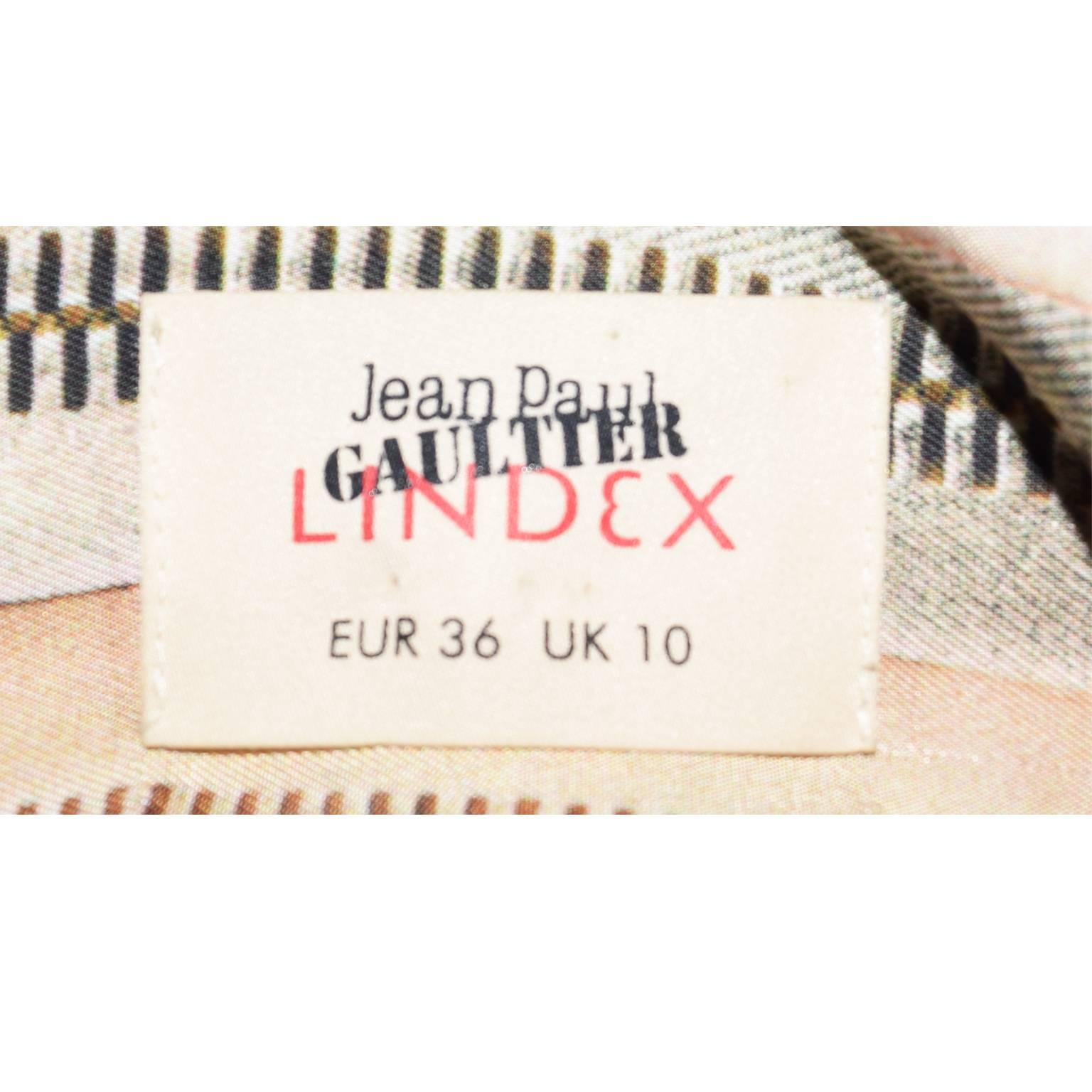 Women's Jean Paul Gaultier Silk Neutral Zipper Print Blouse with Zipped Front  For Sale