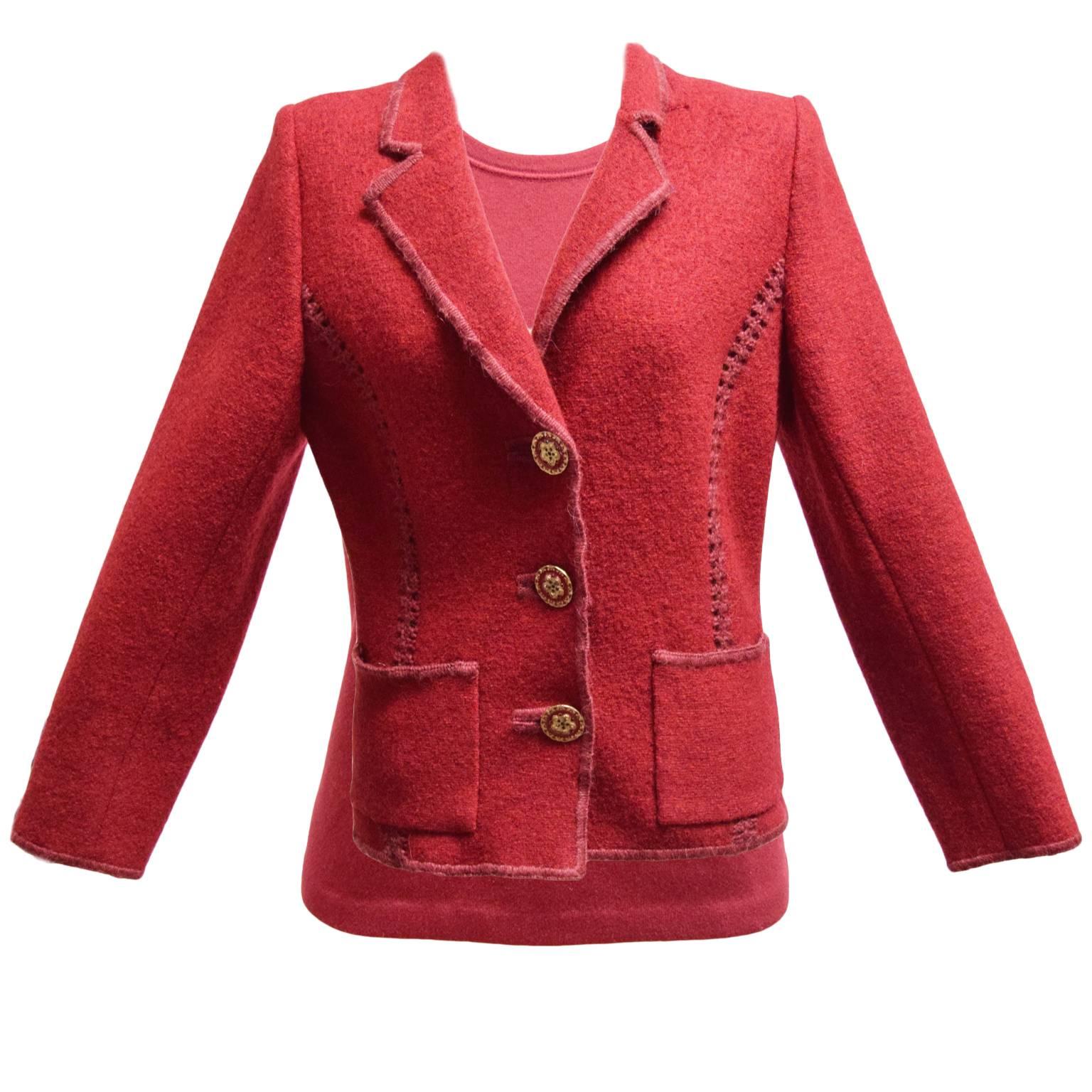 Oscar de la Renta Wool Jacket and Wool/Silk Blend Shell Ensemble  For Sale