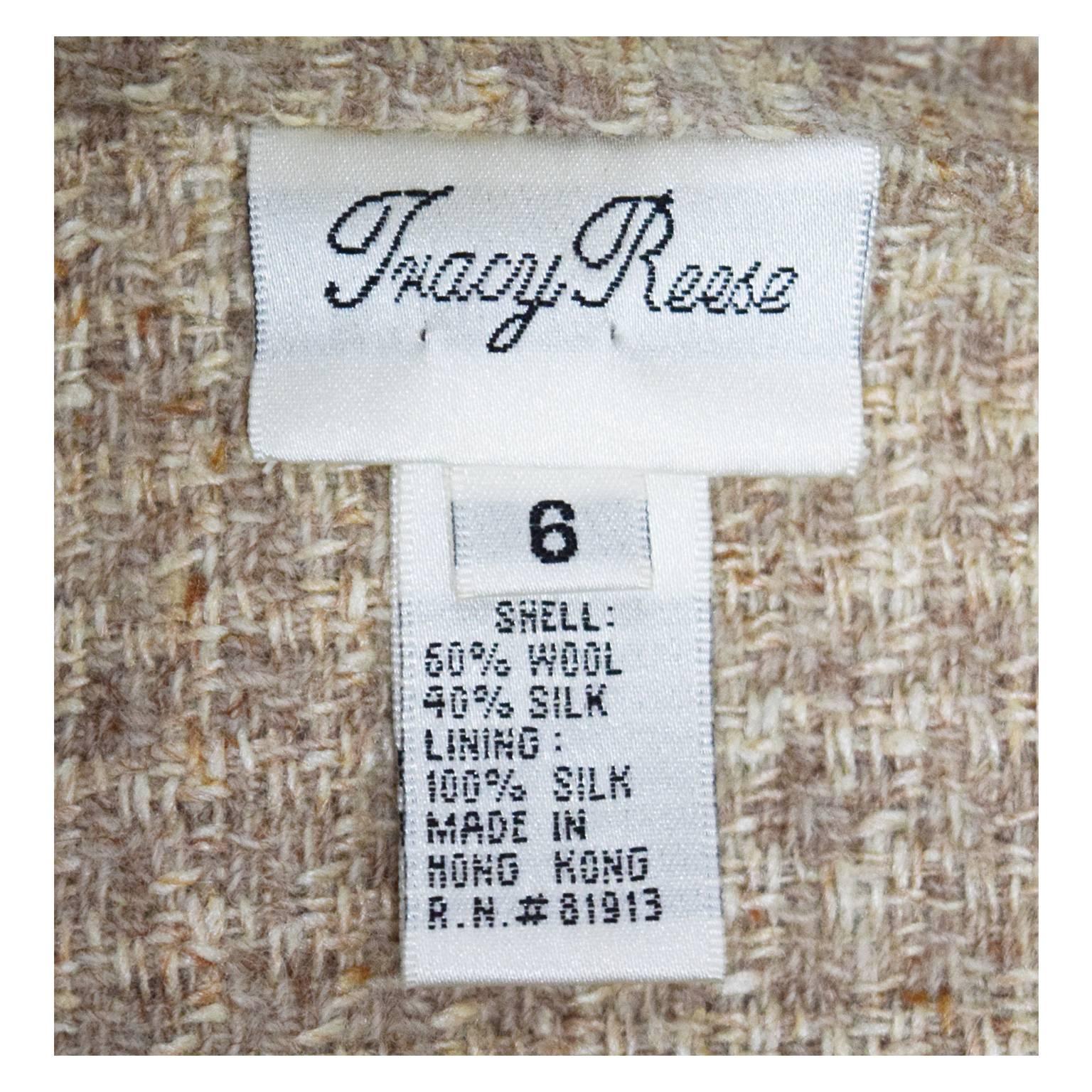 Tracy Reese Wool Beige Jacket with Lace Contrast and Intricate Beading Design  For Sale 2