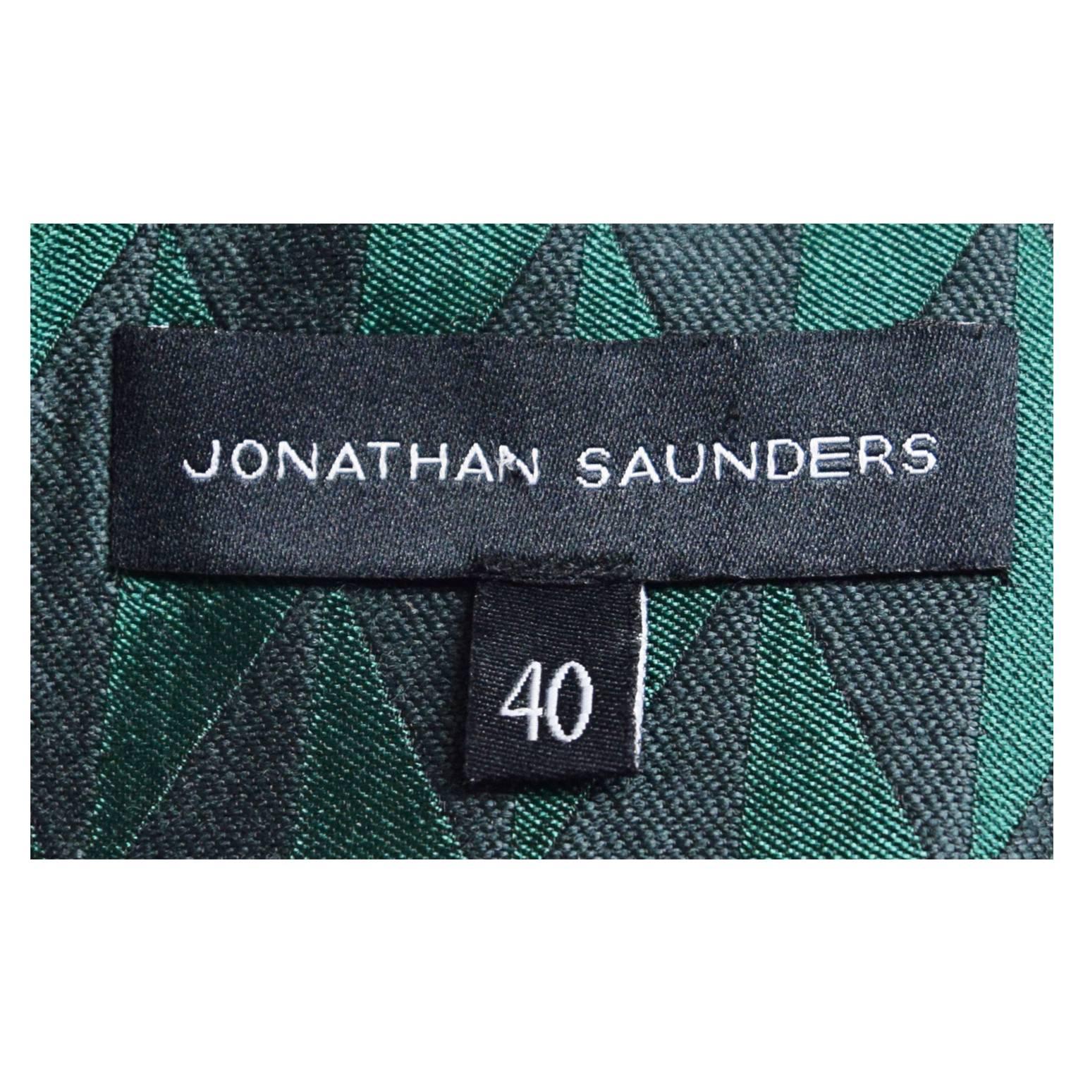Women's Jonathan Saunders Green and Black Garner Box Pleat Jacquard Dress For Sale