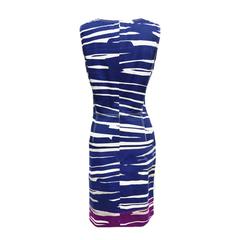 Oscar de la Renta Color Blocked Zebra Printed Empire Waist Sheath Dress