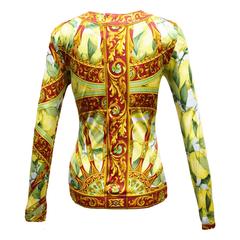 Dolce & Gabbana Lemon Tree and Baroque Printed Long Sleeved Blouse