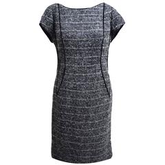 Lourdes Chaves Grey and Black Tweed Short Sleeved Sheath Dress