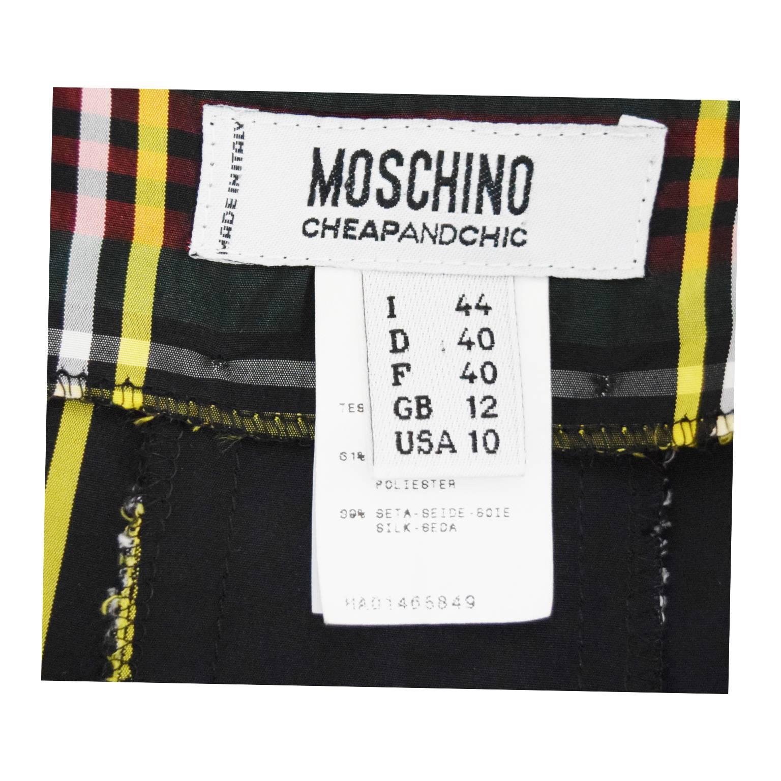 Moschino Plaid Full Length Taffeta Wrap Skirt with Side Bow Tie  For Sale 1