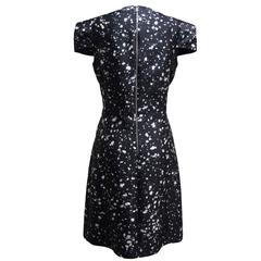 Michael Kors Collection Black and White Speckled Silk Sheath Dress