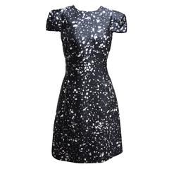 Michael Kors Collection Black and White Speckled Silk Sheath Dress 
