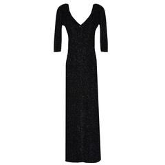 Yeohlee New York Black Metallic Tencel Long Sleeve Maxi Evening Dress