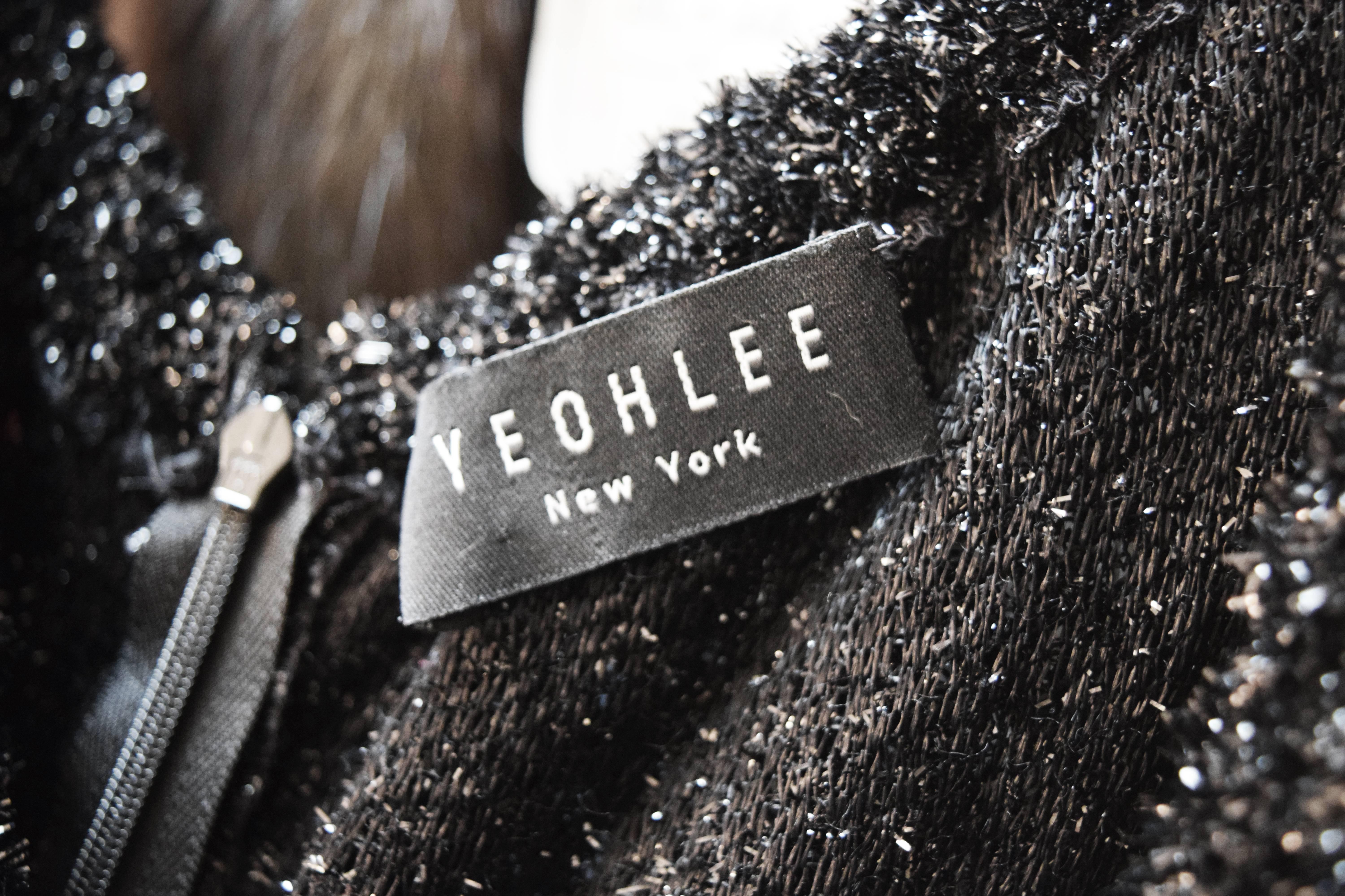 Yeohlee New York Black Metallic Tencel Long Sleeve Maxi Evening Dress For Sale 1