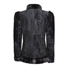 Christian Dior Fur Jacket in Black Swakara Persian Lamb with Black Mink Trim