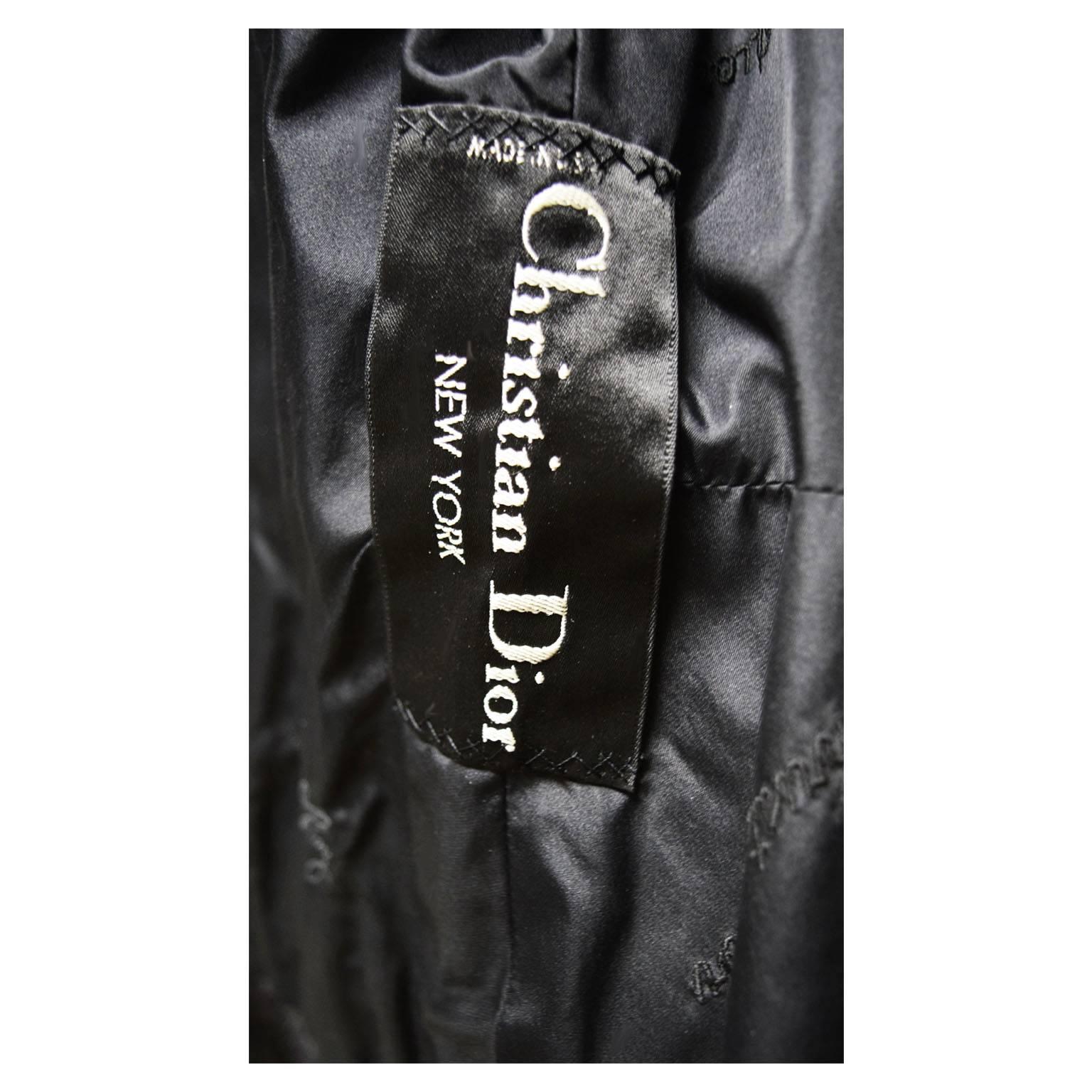 Christian Dior Fur Jacket in Black Swakara Persian Lamb with Black Mink Trim  In Excellent Condition For Sale In Henrico, VA