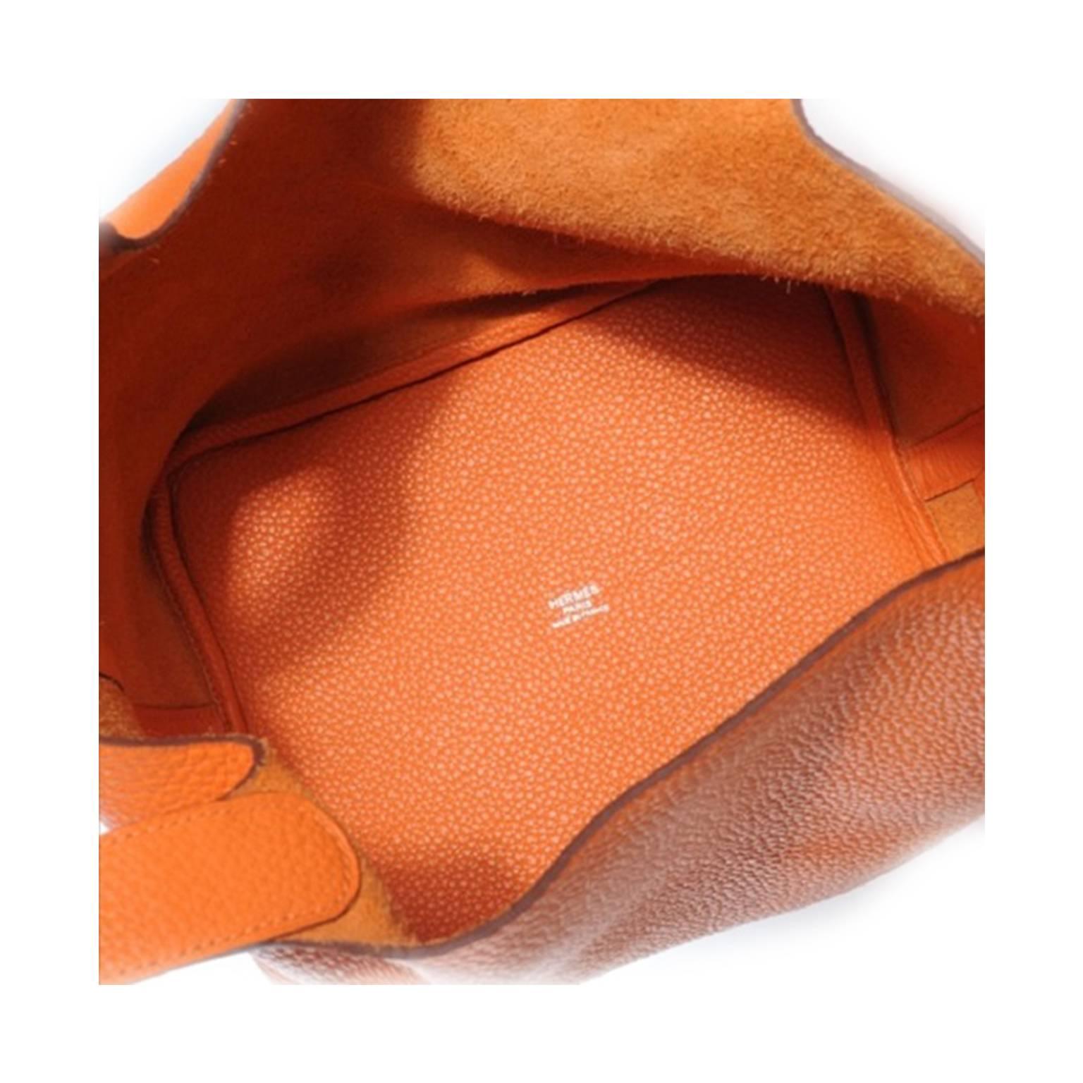 Hermes Orange Clemence Leather Picotin Mini Handbag In New Condition In Henrico, VA