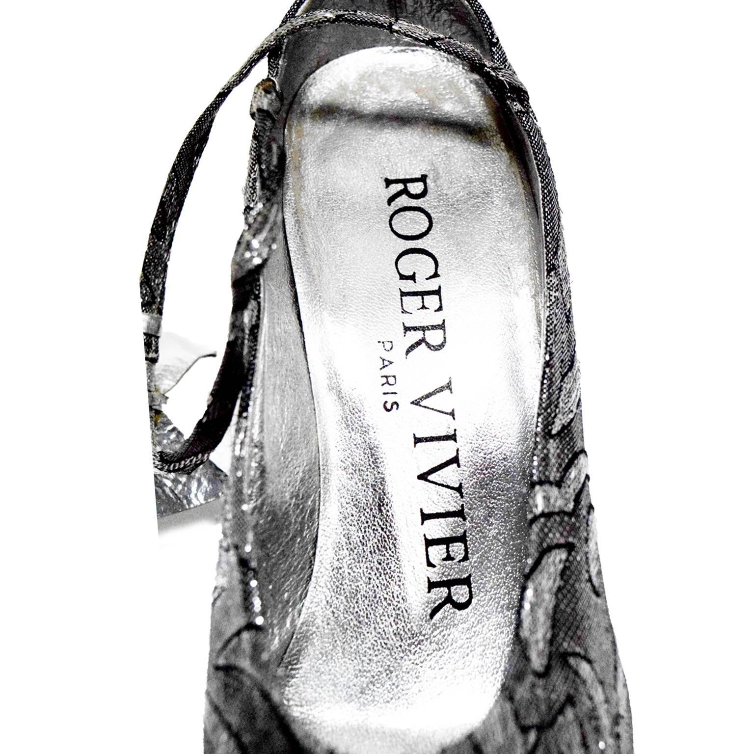 Roger Vivier Brocade Ankle Strap kitten Pump For Sale 1