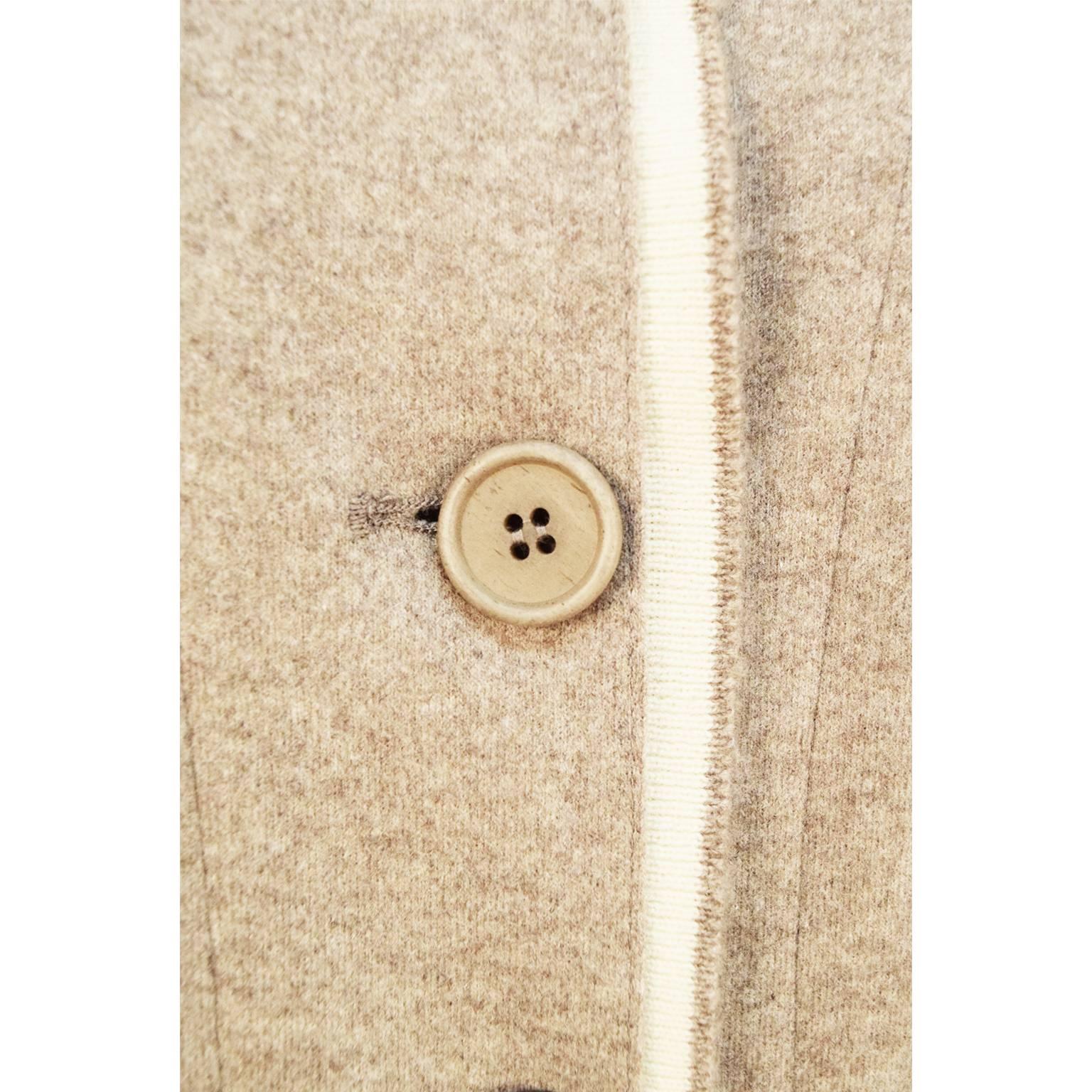 Women's Brunello Cucinelli Cashmere and Biege Wool Single Breasted Jacket  For Sale