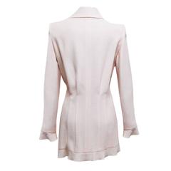 Chanel Salmon Wool Blend Textured Ruffle Hem Zip Jacket with Matching Trouser