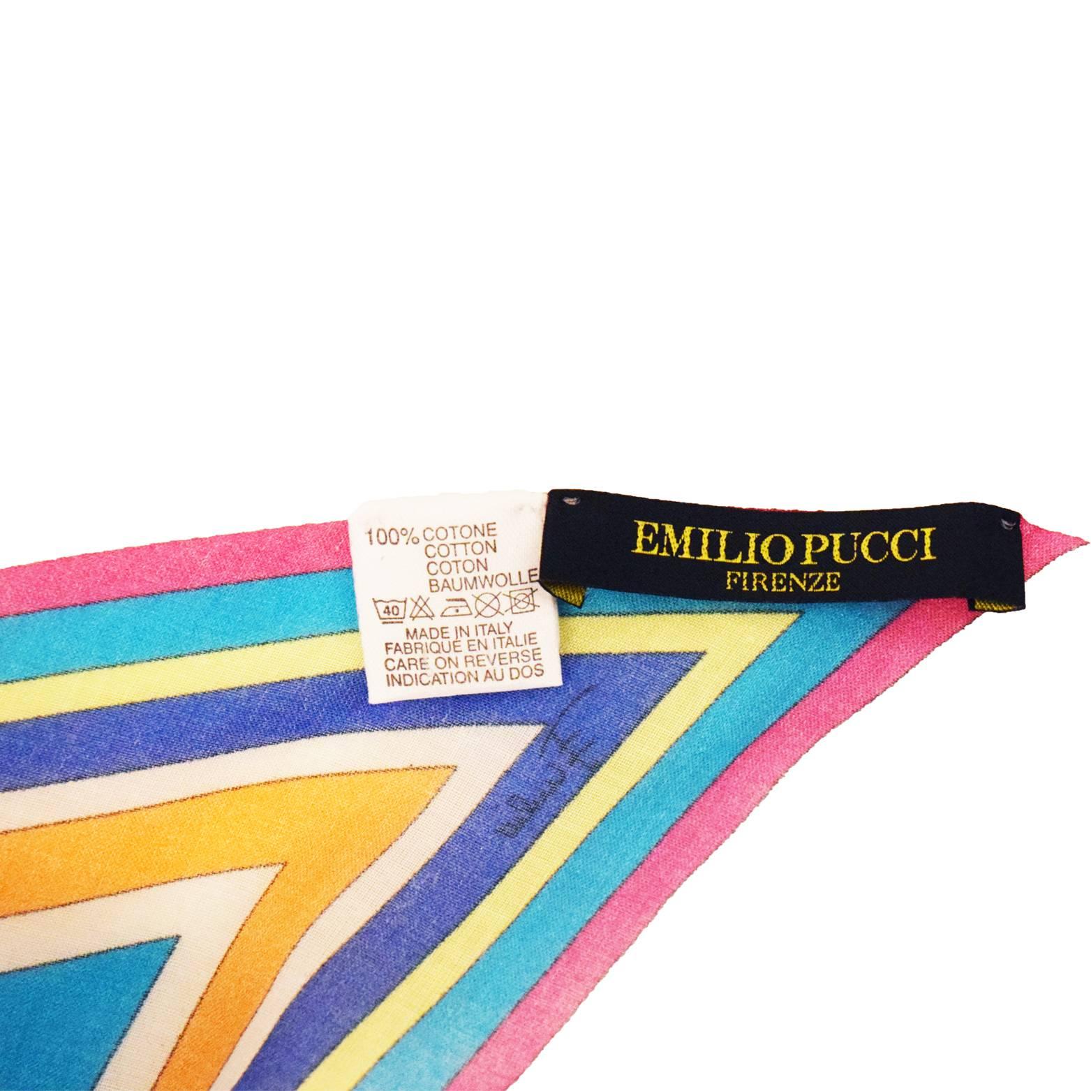 Emilio Pucci Star-shaped printed cotton scarf For Sale 1