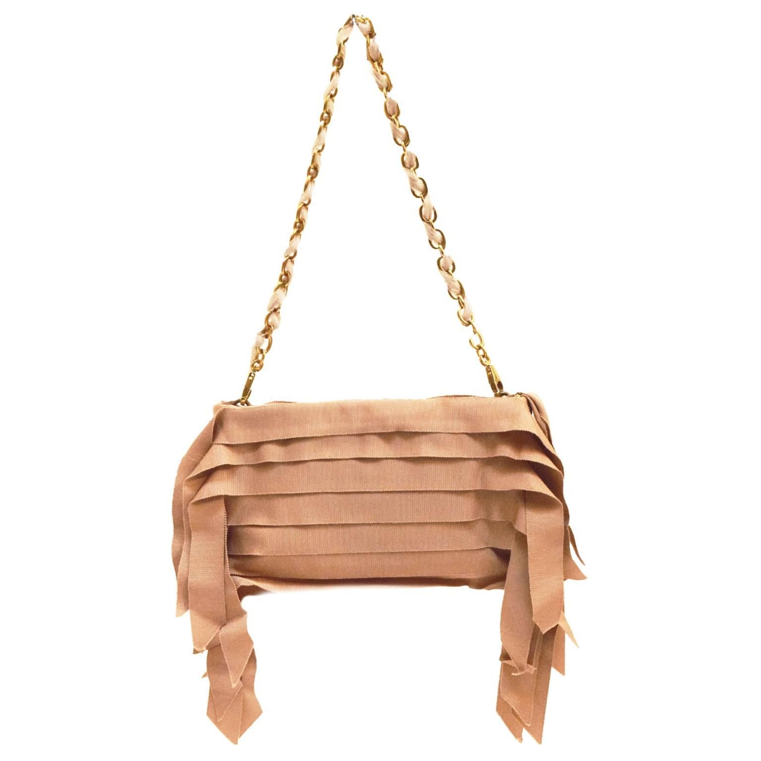 Brown Lanvin Grosgrain Ribbon Shoulder Bag For Sale